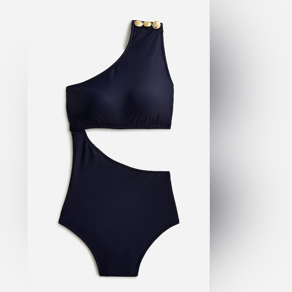 J.Crew plus One Shoulder cut out one piece swimsuit, 20, blue